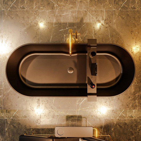 Mondiaz Noble Baignoire îlot 180x75cm Couleur Urban mat Couleur intérieure Noir SW491444