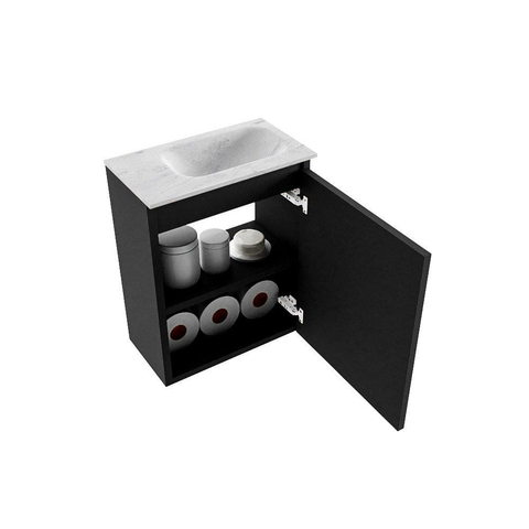 MONDIAZ TURE-DLUX 40cm toiletmeubel Urban. EDEN wastafel Opalo positie rechts. Zonder kraangat. OUT13864