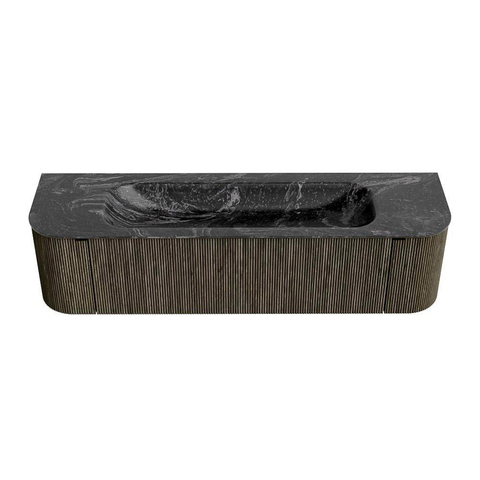 Mondiaz KURVE-DLUX Ensemble de meuble de salle de bains - 170x46x40cm - 1 tiroir - 2 portes - lavabo solid surface - central - 2 trous de robinet - Shadow SW1414701