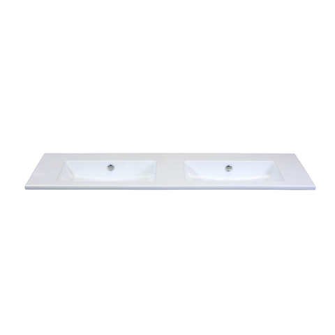 H&R Badmeubelen Gala Wastafel - 141x46x2cm - 2 wasbakken - 0 kraangaten - keramiek wit SW235656