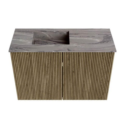Mondiaz JOYA-DLUX 60cm toiletmeubel - kleur Dusk - Wastafel FAYE positie Links Zonder kraangat kleur Sombra. SW1426127
