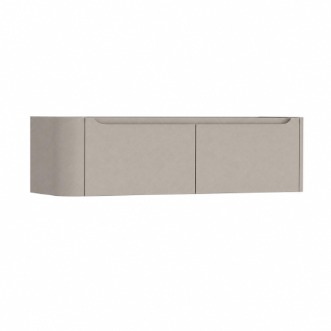 H&R Badmeubelen Juice Wastafelonderkast - 140x45x40cm - linkerhoek afgerond - 2 lades - geïntegreerde greep - beige mat SW1110297