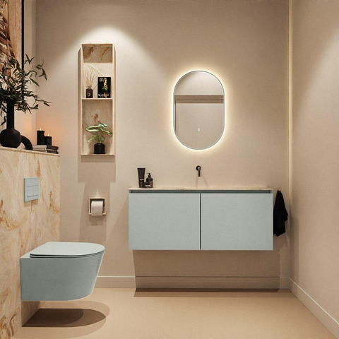 Mondiaz GLOW miroir – ovale – 45 x 90 cm – LED indirecte tout autour – capteur de mouvement – Greey (vert clair/gris) SW1105181