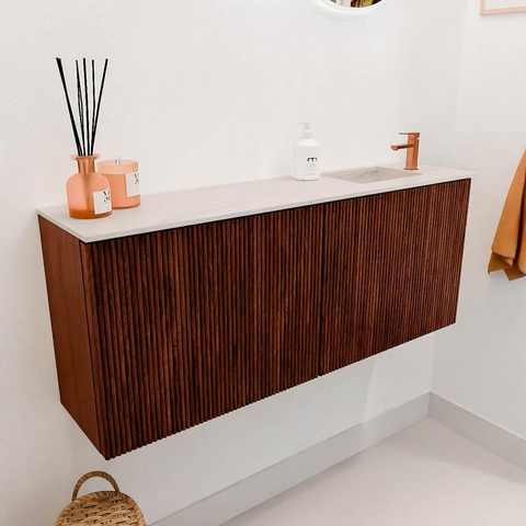Mondiaz JOYA-DLUX 100cm toiletmeubel - kleur Ruby - Wastafel FAYE positie Rechts 1 kraangat kleur Meli. SW1425378