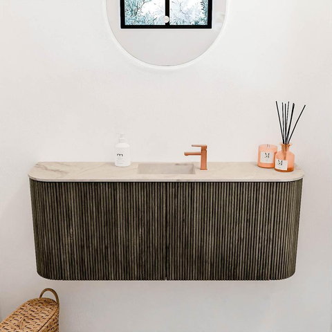 Mondiaz JOYA-DLUX 103.2cm toiletmeubel - ronding links en rechts kleur Shadow - Wastafel FAYE positie Midden 1 kraangat kleur Frappe. SW1422727