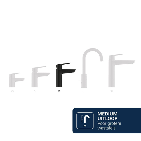Grohe Dice Wastafelmengkraan - m-size - opbouw - klikwaste - matte black (mat zwart) SW1440569