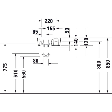Duravit No.1 Duravit No.1fontein - met kraangat rechts - zonder overloop - 36x22x12cm - hoogglans wit SW723811