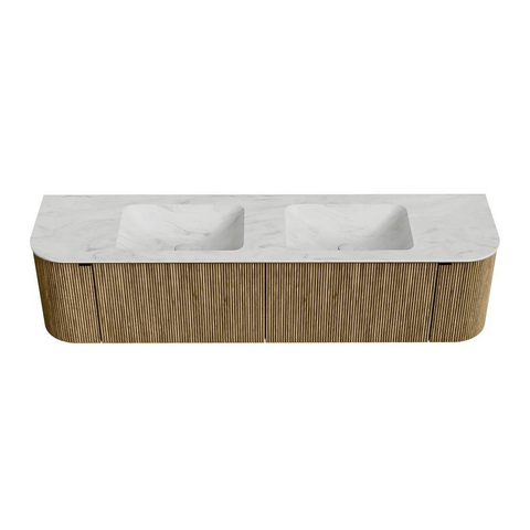 Mondiaz KURVE-DLUX Badkamermeubelset - 180x46x40cm - 2 lade - 2 deuren - wastafel solid surface - dubbel - 2 kraangaten - Dusk SW1414957