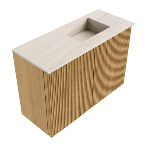 Mondiaz JOYA-DLUX 60cm toiletmeubel - kleur Oak - Wastafel FAYE positie Rechts 1 kraangat kleur Meli. SW1423937