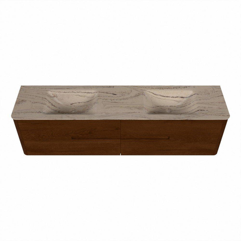 Mondiaz CIRO-DLUX Badkamermeubelset - 190x45x50cm - Solid surface wastafel Arena - 2 wasbak Dubbel - zonder kraangaten - 4 lades - Ruby SW1531760