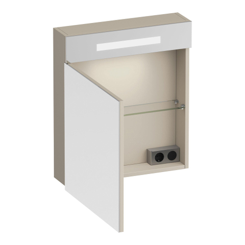 BRAUER Promise armoire de toilette – 59 x 70 x 15 cm – LED directe en haut – ouverture à gauche – Beige mat SW1203730