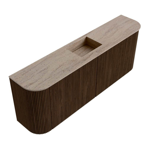 Mondiaz JOYA-DLUX 113.2cm toiletmeubel - ronding links en rechts kleur Walnut - Wastafel FAYE positie Midden Zonder kraangat kleur Saba. SW1424727