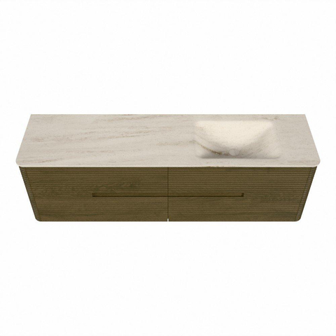 Mondiaz CIRO-DLUX Badkamermeubelset - 170x45x50cm - Solid surface wastafel Meli - 1 wasbak Rechts - 1 kraangat - 4 lades - Dusk SW1533174