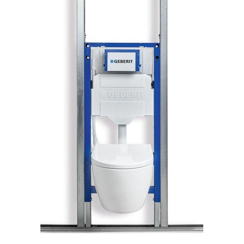Geberit Duofix Element - UP 320 - QeramiQ Push Steel bedieningsplaat slim - wand 112cm - ronde knoppen - mat zwart SW1600505