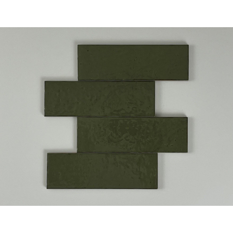 SAMPLE Terravito Nocino wandtegel - 6x18.6cm - Selva glans (groen) SW1221481