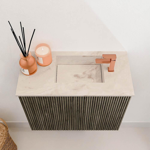 Mondiaz JOYA-DLUX 50cm toiletmeubel - kleur Shadow - Wastafel FAYE positie Rechts 1 kraangat kleur Frappe. SW1422652