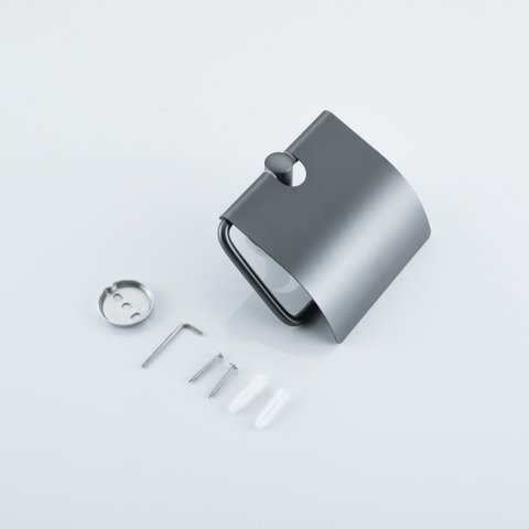 Fortifura Calvi toiletrolhouder - met klep - PVD - geborsteld gunmetal (antraciet) SW1183147