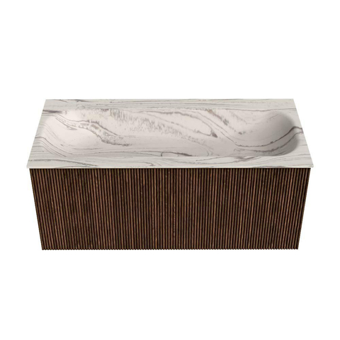 MONDIAZ KURVE-DLUX 100cm badmeubel kleur Walnut met 1 lade en 0 deuren. Wastafel BIG MEDIUM Midden zonder kraangat Nata. SW1432193
