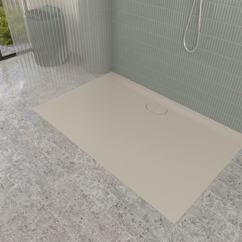 Villeroy & Boch Ecora douchebak - 140x90x3.5cm - afvoer lange zijde - almond (beige) SW1558957