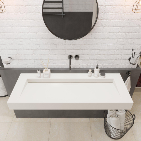 Ideavit Solidsquare B 10 Wastafel 120x46x10cm 0 kraangaten Solid surface mat wit SW97029