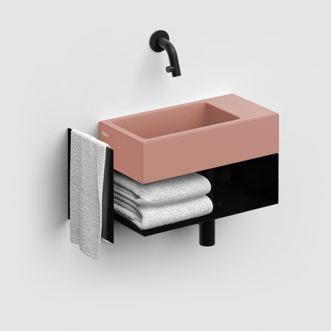 Clou Flush 3 lave-mains 36x18cm sans trou de robinet à droite rose mat cér. SW795718