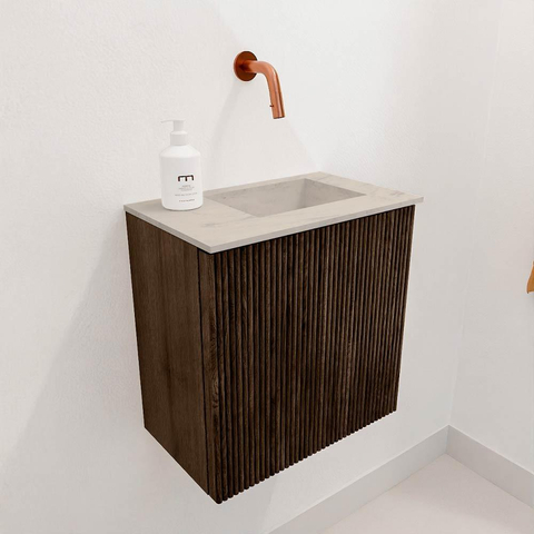 Mondiaz JOYA-DLUX Meuble de toilette 40cm - couleur Walnut - Vasque FAYE position Droite Sans trou de robinet couleur Opalo SW1422518