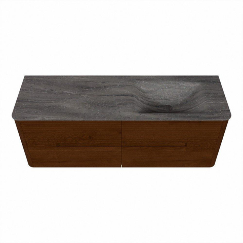 Mondiaz CIRO-DLUX Meuble de salle de bains - 140x45x50cm - Plan-vasque Solid surface Oza - 1 vasque à droite - 1 trou de robinet - 4 tiroirs - Ruby SW1532114