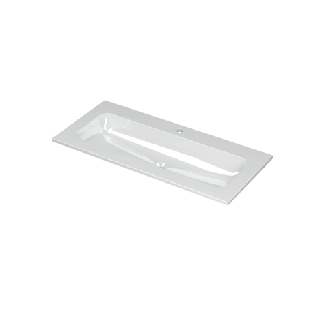 Ink Aspekt lavabo - 100x45x1.5cm - simple vasque - 1 trou de robinet - blanc brillant SW439672