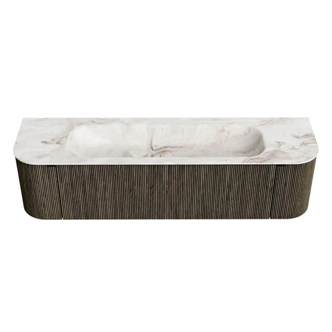 Mondiaz KURVE-DLUX Badkamermeubelset - 170x46x40cm - 1 lade - 2 deuren - wastafel solid surface - midden - zonder kraangat - Shadow SW1414365