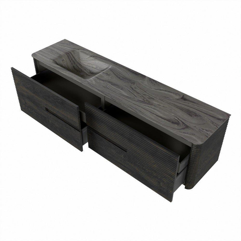 Mondiaz CIRO-DLUX Meuble de salle de bains - 190x45x50cm - Plan vasque solid surface Sombra - 1 vasque à gauche - sans trous de robinetterie - 4 tiroirs - Shadow SW1532804