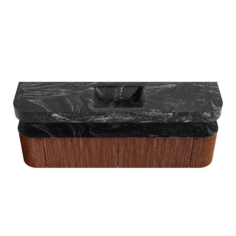 MONDIAZ THOR-DLUX 190cm meuble de salle de bains arrondi gauche + droite couleur Ruby avec 2 tiroirs et 2 portes. Vasque suspendue CLOUD Milieu 1 trou de robinet couleur Lava. SW1466503