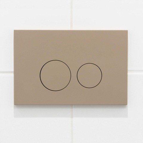 QeramiQ Dely Pack WC - 36,3x51,7cm - à fond creux - sans bride - réservoir encastré Geberit UP320 - abattant WC à fermeture douce - plaque de déclenchement taupe - boutons ronds - mat beige SW1242407