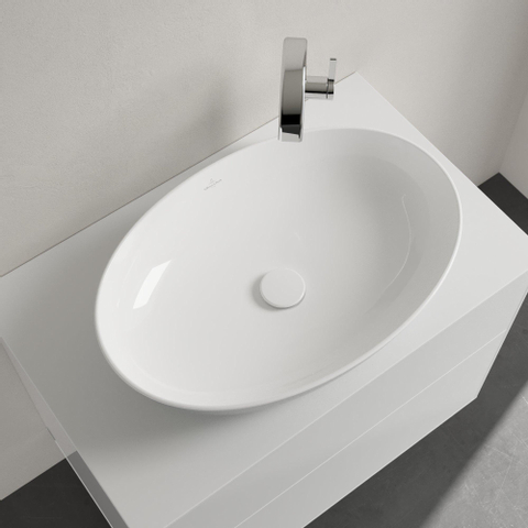 Villeroy & Boch Artis opzetwastafel ovaal - 61x41x12.5cm - zonder kraangat - zonder overloop - French Linen (glans grijs) SW68831