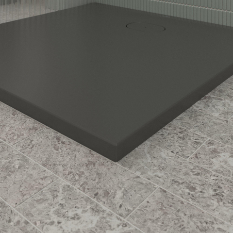 Villeroy & Boch Ecora douchebak - 100x100x3.5cm - afvoer korte zijde - anthracite (antraciet) SW1558878