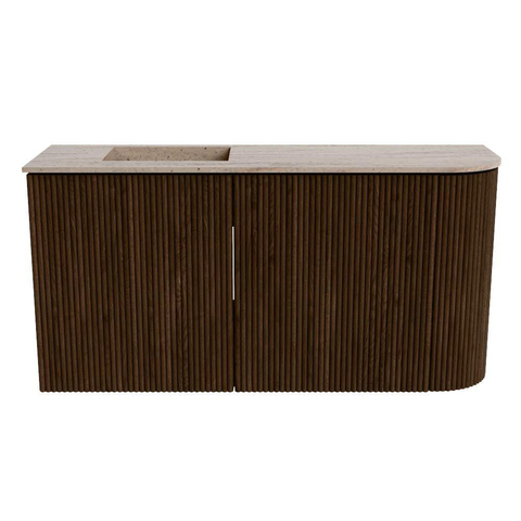 Mondiaz JOYA-DLUX 81.6cm toiletmeubel - ronding rechts kleur Walnut - Wastafel FAYE positie Links 1 kraangat kleur Saba. SW1424660
