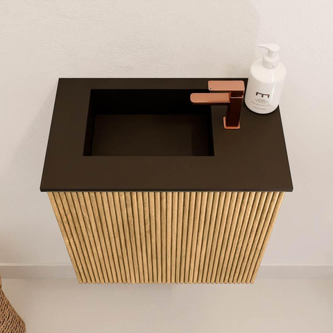 Mondiaz JOYA 40cm meuble de salle de bains - couleur Oak - Vasque FAYE position Gauche 1 trou de robinet couleur Urban. SW1421145