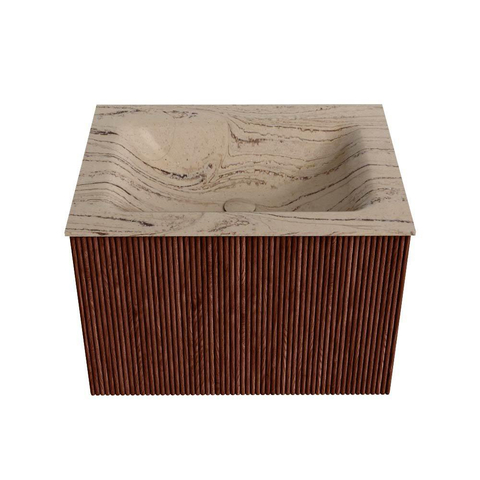 MONDIAZ KURVE-DLUX Meuble de salle de bains 60 cm couleur Ruby avec 1 tiroir et 0 porte. Lavabo CLOUD central sans trou de robinet Arena. SW1431485