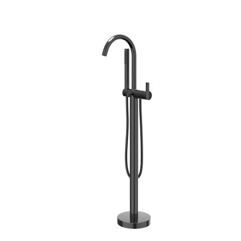 IVY Pact Mitigeur de bain autoportant - bec pivotant - 150cm - Flexible de douche - Douchette barre - Chrome noir PVD SW1031194