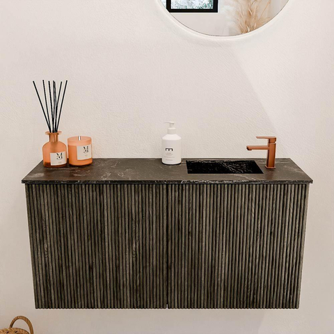 Mondiaz JOYA-DLUX 80cm toiletmeubel - kleur Shadow - Wastafel FAYE positie Rechts 1 kraangat kleur Lava. SW1422830