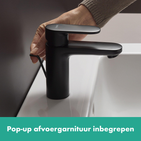 Hansgrohe Vernis Blend Eengreeps wastafelmengkraan - 190 met PopUp - trekwaste - mat zwart SW651526