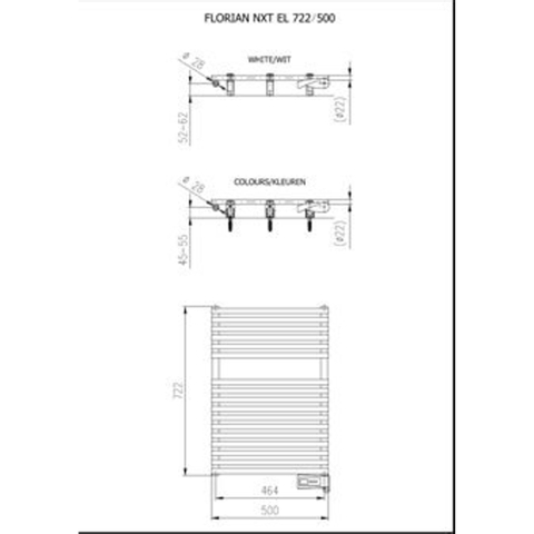 Plieger Florian Nxt-EL III/Fischio elektrische designradiator enkel horizontaal 722x500mm 400W wit (RAL9016) SW160315