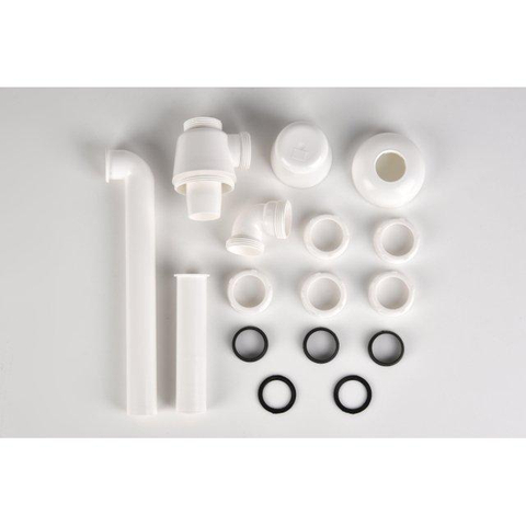 Viega siphon gobelet en plastique pour meuble 1 1/4x32mm gain de place avec rosace et tube mural SW970130