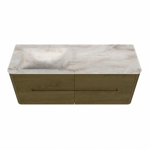 Mondiaz CIRO-DLUX Badkamermeubelset - 130x45x50cm - Solid surface wastafel Frappe - 1 wasbak Links - zonder kraangaten - 4 lades - Dusk SW1532826