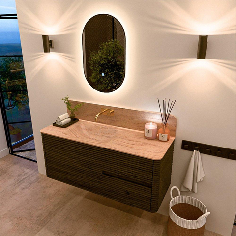 Mondiaz CIRO-DLUX Ensemble de meubles de salle de bains - 120x45x50cm - lavabo Solid Surface Saba - 1 vasque à gauche - sans trous de robinet - 2 tiroirs - Shadow SW1532699