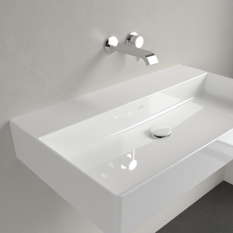 Villeroy & Boch memento 2.0 wastafel - voor handdoekhouders - 80x47cm - zonder overloop - zonder kraangat CeramicPlus - White Alpine (glans wit) SW336057