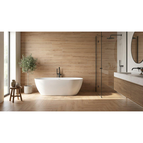 Terravito Fissaro wand- en vloertegel - 22.2x89.5cm - 8mm - gerectificeerd - antislip - Houtlook - Natural OUTLETSTORE STORE44288