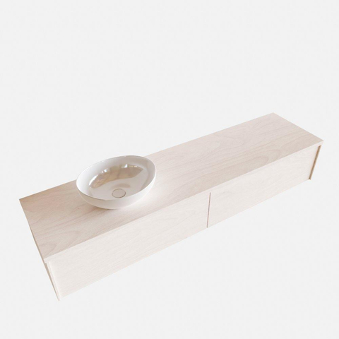 ENSEMBLE DE MEUBLE MONDIAZ LUSH - 180 cm - 2 tiroirs - lavabo BARCO - vasque à gauche - 0 trous de robinet - sous-couche SW409701