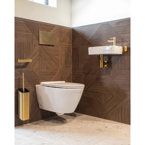 QeramiQ Push Metal Bedieningsplaat - voor Geberit UP320 inbouwreservoir - dualflush - ronde knoppen - metaal - messing geborsteld (goud) OUTLETSTORE STORE44256
