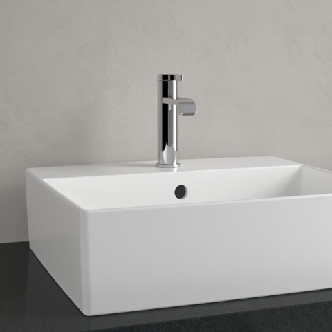 Villeroy & Boch memento 2.0 opzetwastafel - met 1 kraangat - 50x42cm CeramicPlus - met overloop - Stone White (mat wit) SW209585