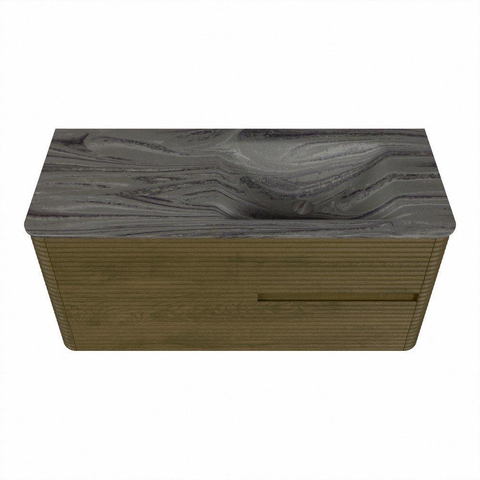 Mondiaz CIRO-DLUX Ensemble de meubles de salle de bains - 110x45x50cm - Plan vasque en solid surface Sombra - 1 vasque à droite - 1 trou de robinet - 2 tiroirs - Dusk SW1533396